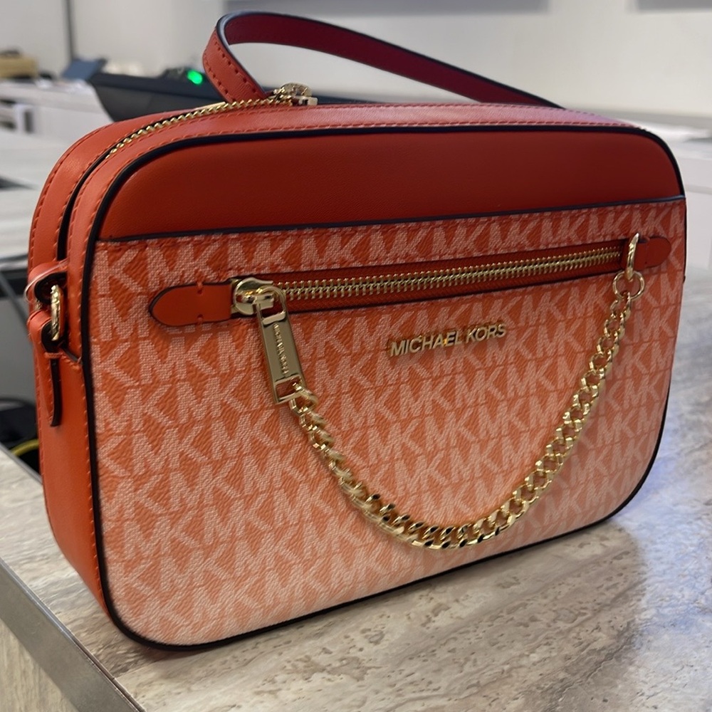 MICHAEL KORS Jet Set Large Ombré Signature Logo Crossbody EW ZP CHAIN XBDY Bag - Picture 4 of 16